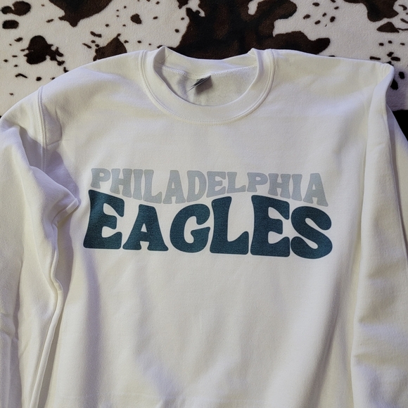 Philadelphia Eagles Football White Crewneck Sweatshirt - Picture 5 of 9